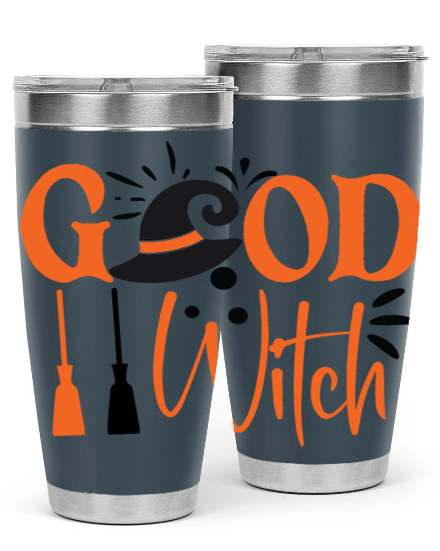 Good Witch 112# Halloween Tumbler, 20oz double wall vacuum stainless steel with a whimsical design, perfect for hot and cold beverages.