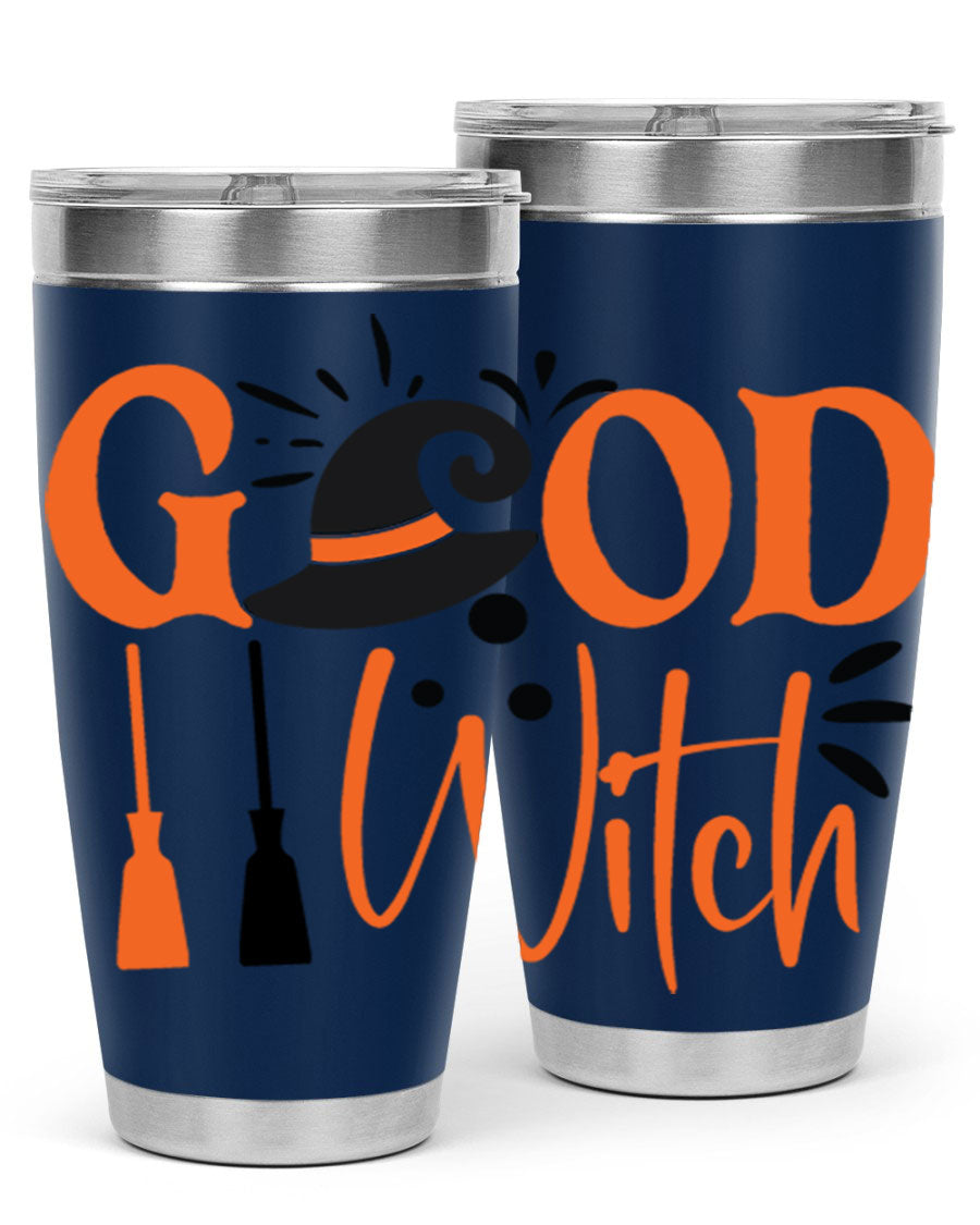 Good Witch 112# Halloween Tumbler, 20oz double wall vacuum stainless steel with a whimsical design, perfect for hot and cold beverages.