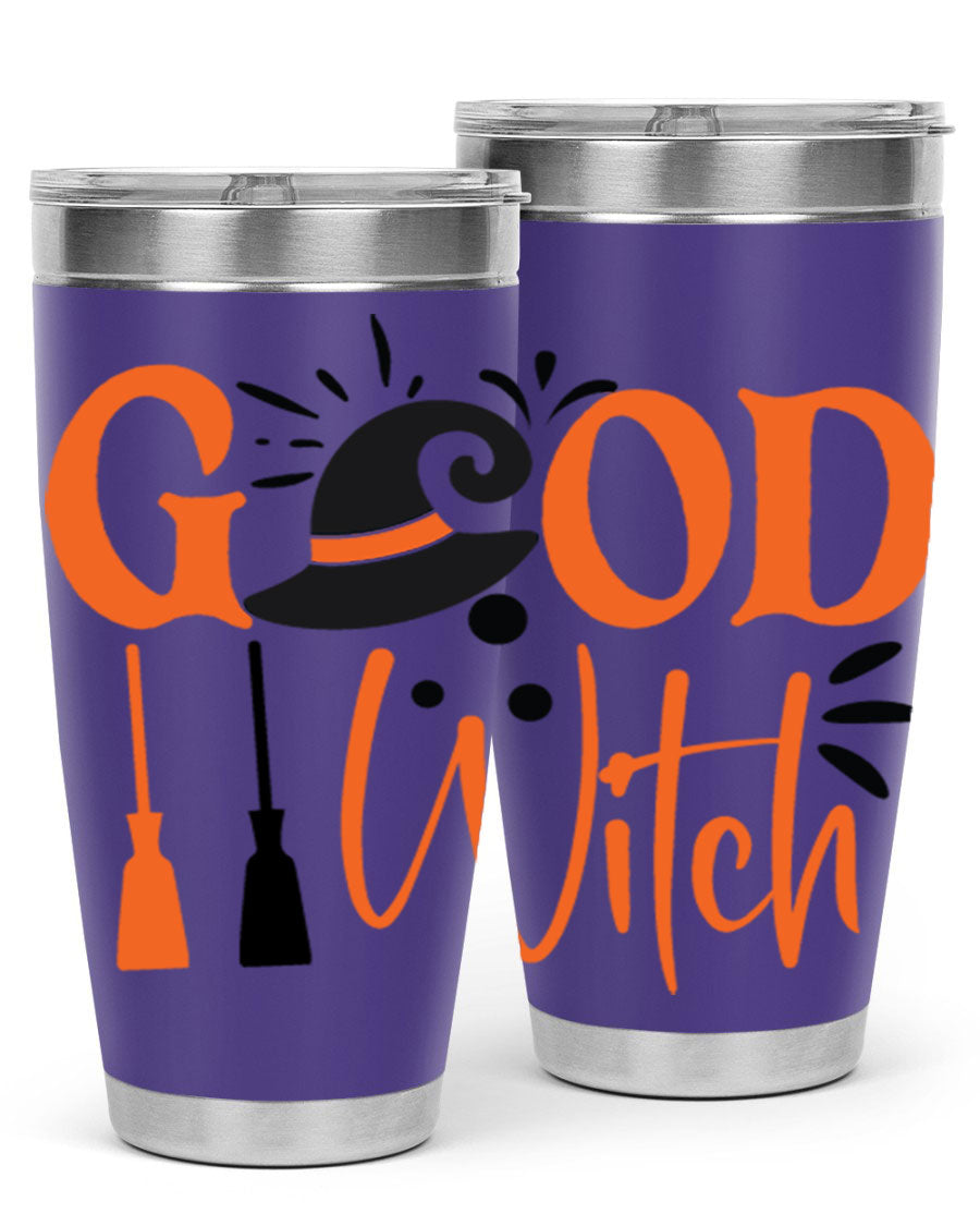 Good Witch 112# Halloween Tumbler, 20oz double wall vacuum stainless steel with a whimsical design, perfect for hot and cold beverages.