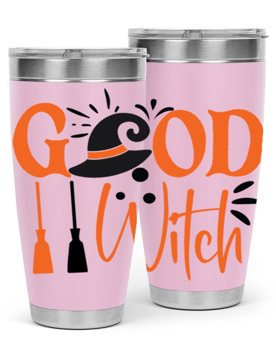 Good Witch 112# Halloween Tumbler, 20oz double wall vacuum stainless steel with a whimsical design, perfect for hot and cold beverages.
