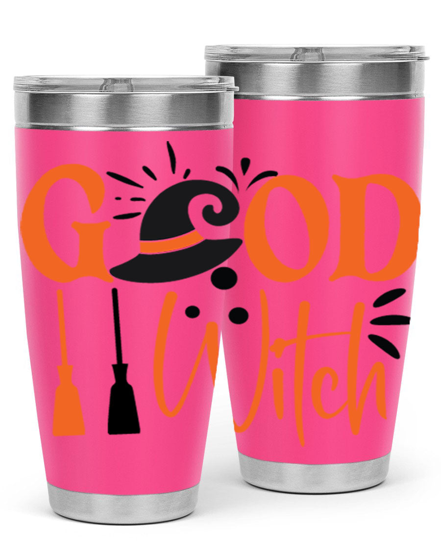 Good Witch 112# Halloween Tumbler, 20oz double wall vacuum stainless steel with a whimsical design, perfect for hot and cold beverages.