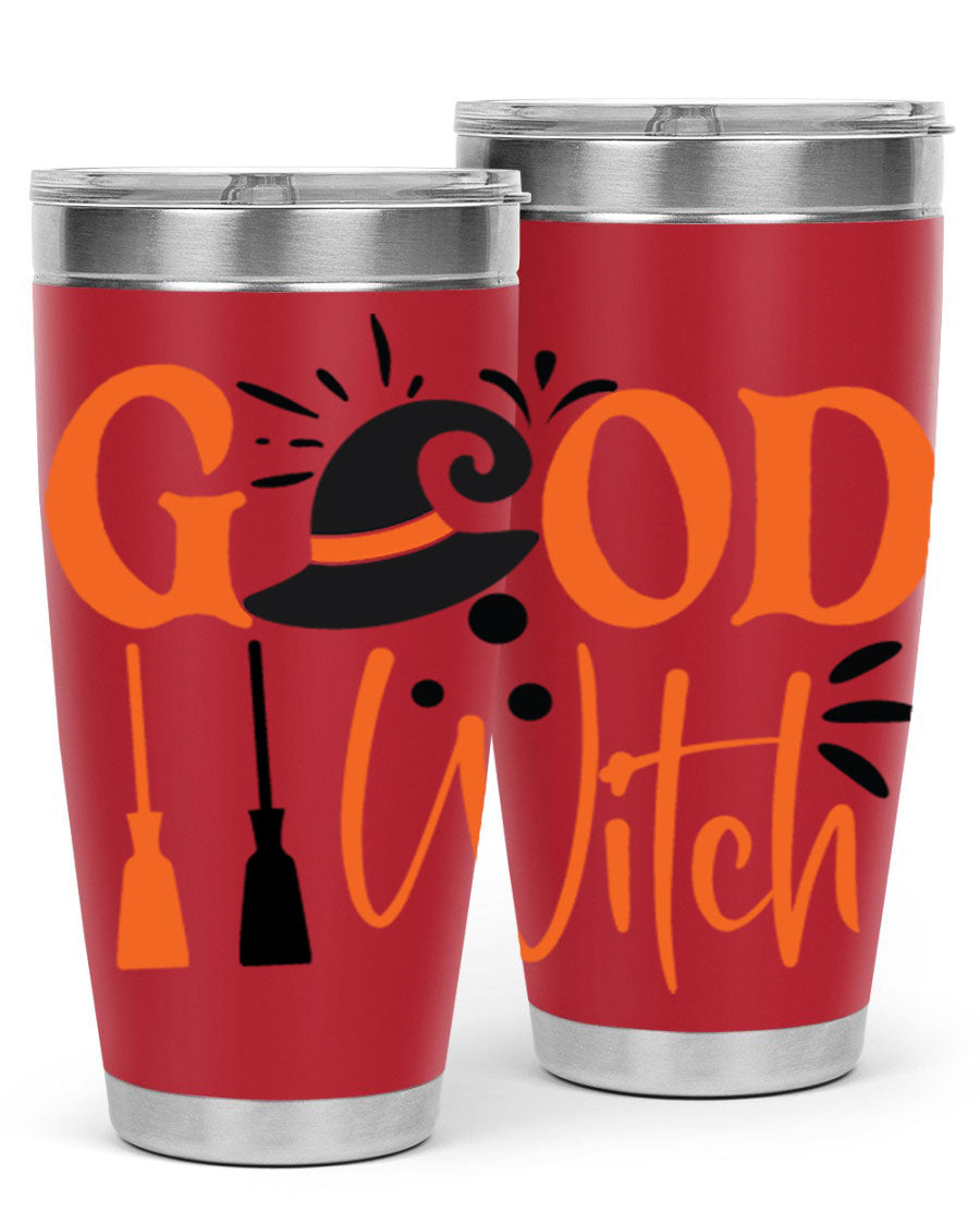 Good Witch 112# Halloween Tumbler, 20oz double wall vacuum stainless steel with a whimsical design, perfect for hot and cold beverages.