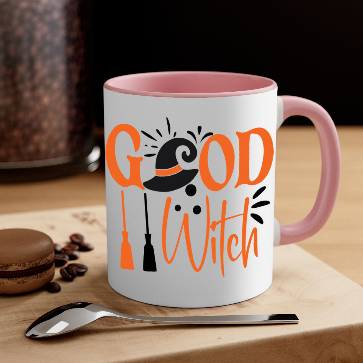 Good Witch 112# Halloween Mug with colorful handle and interior, showcasing a glossy finish and ergonomic C-shaped handle.