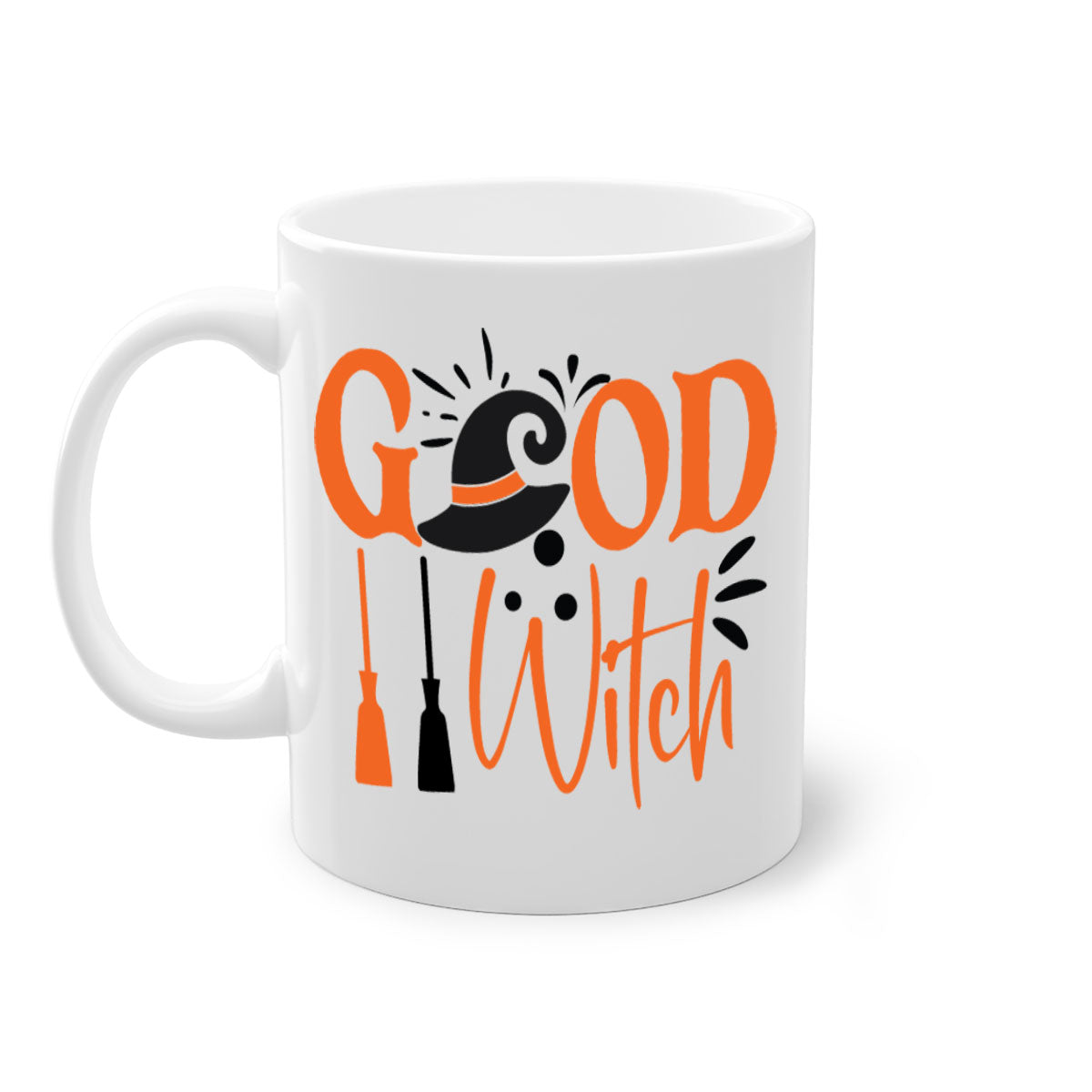 Good Witch 112# Halloween Mug with colorful handle and interior, showcasing a glossy finish and ergonomic C-shaped handle.