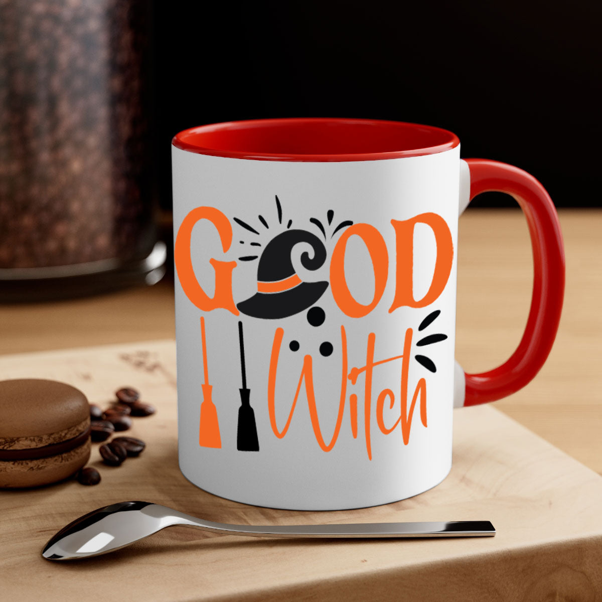 Good Witch 112# Halloween Mug with colorful handle and interior, showcasing a glossy finish and ergonomic C-shaped handle.