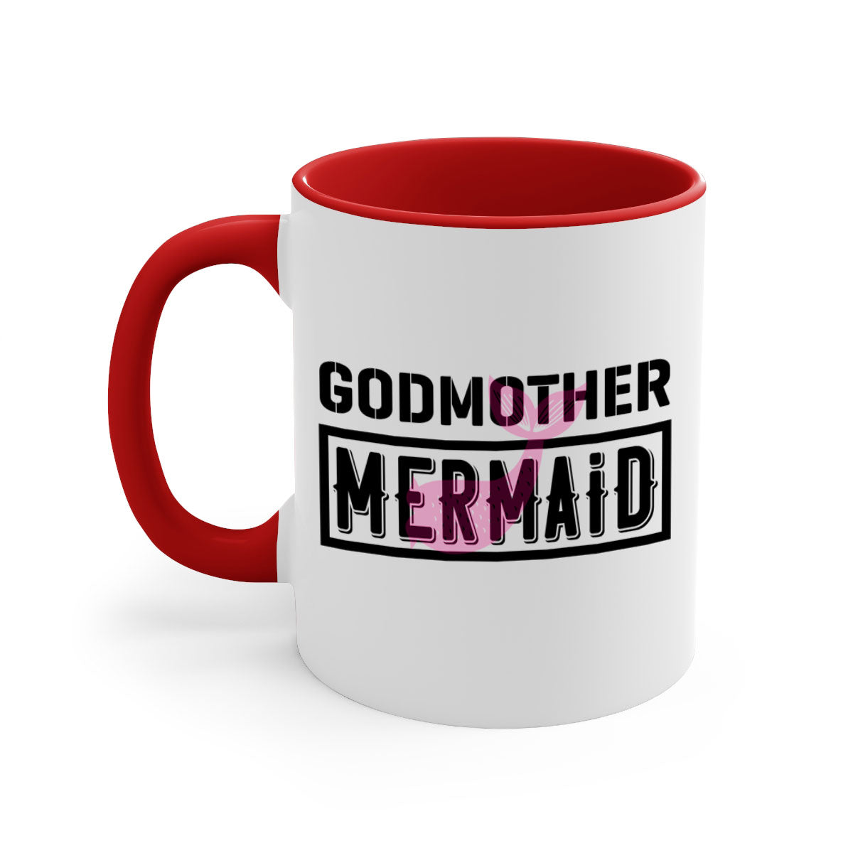 Godmother Mermaid Mug featuring a glossy finish with a colorful handle and interior, available in multiple colors.