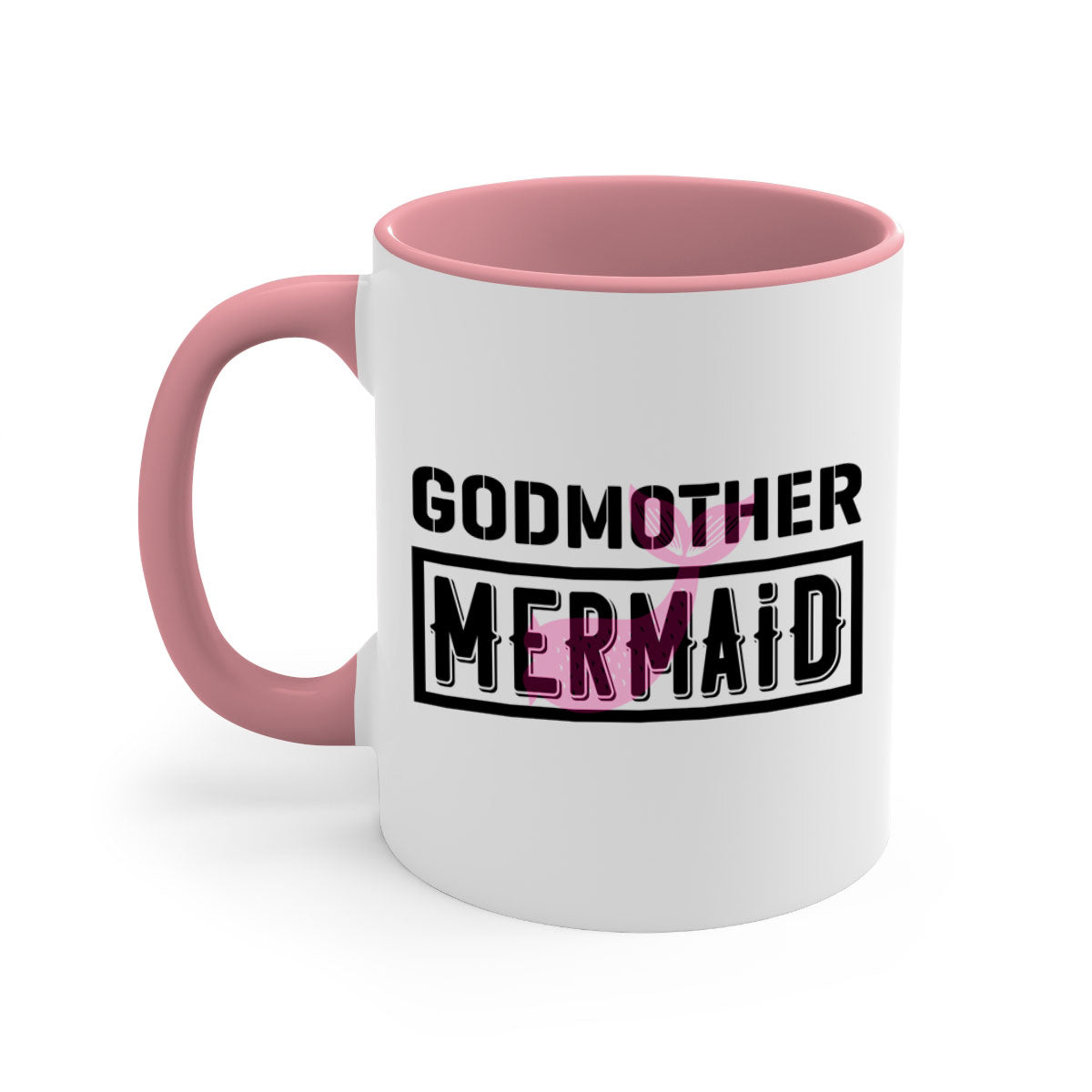 Godmother Mermaid Mug featuring a glossy finish with a colorful handle and interior, available in multiple colors.