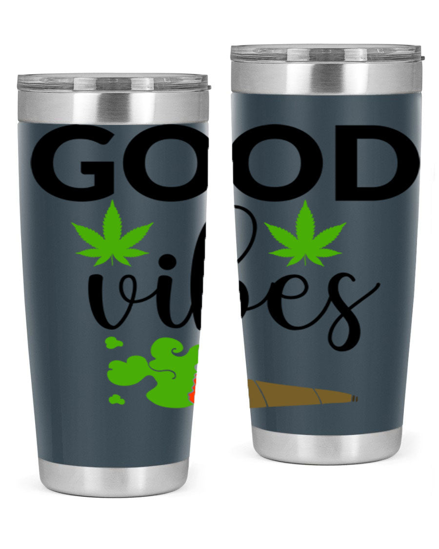 Goog Vibes 20oz Tumbler made of stainless steel with a vibrant design, featuring a drink-thru lid and double wall vacuum insulation.
