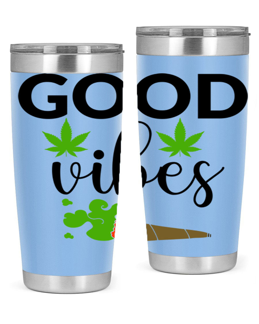 Goog Vibes 20oz Tumbler made of stainless steel with a vibrant design, featuring a drink-thru lid and double wall vacuum insulation.
