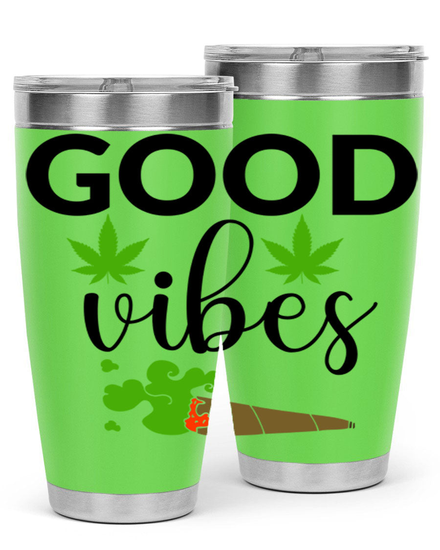Goog Vibes 20oz Tumbler made of stainless steel with a vibrant design, featuring a drink-thru lid and double wall vacuum insulation.