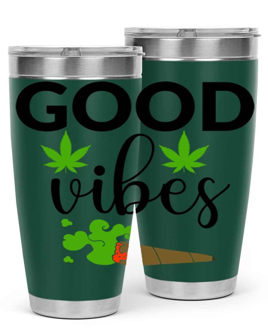 Goog Vibes 20oz Tumbler made of stainless steel with a vibrant design, featuring a drink-thru lid and double wall vacuum insulation.