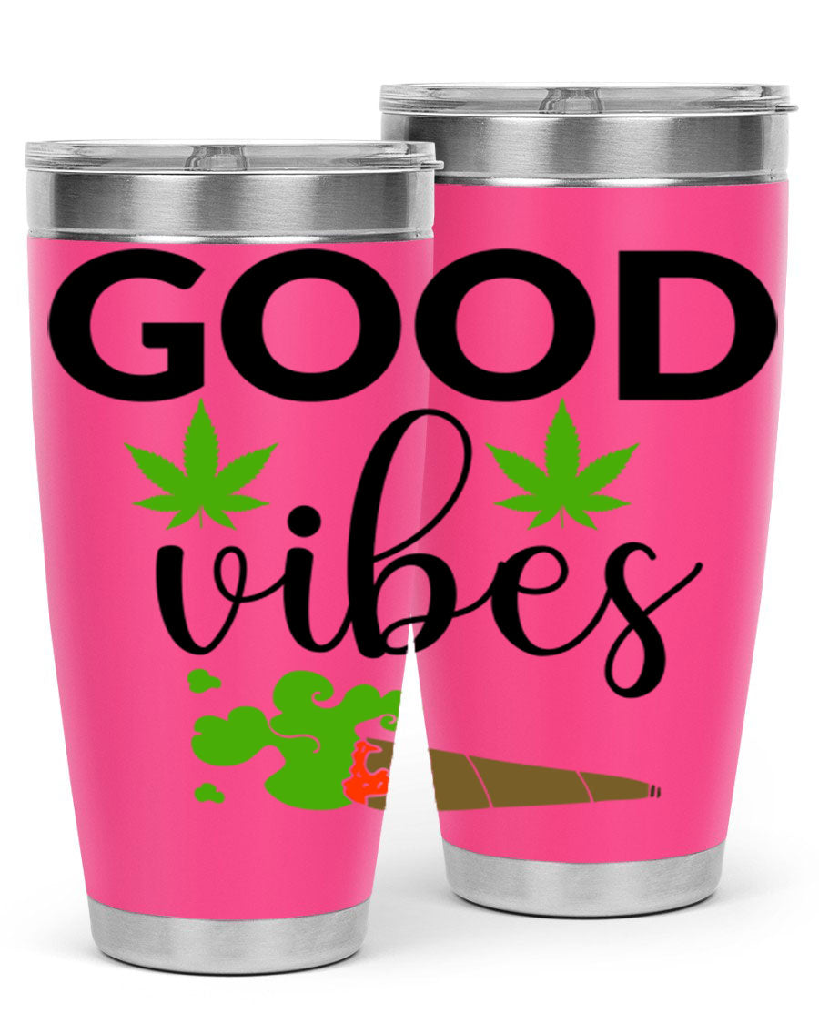 Goog Vibes 20oz Tumbler made of stainless steel with a vibrant design, featuring a drink-thru lid and double wall vacuum insulation.