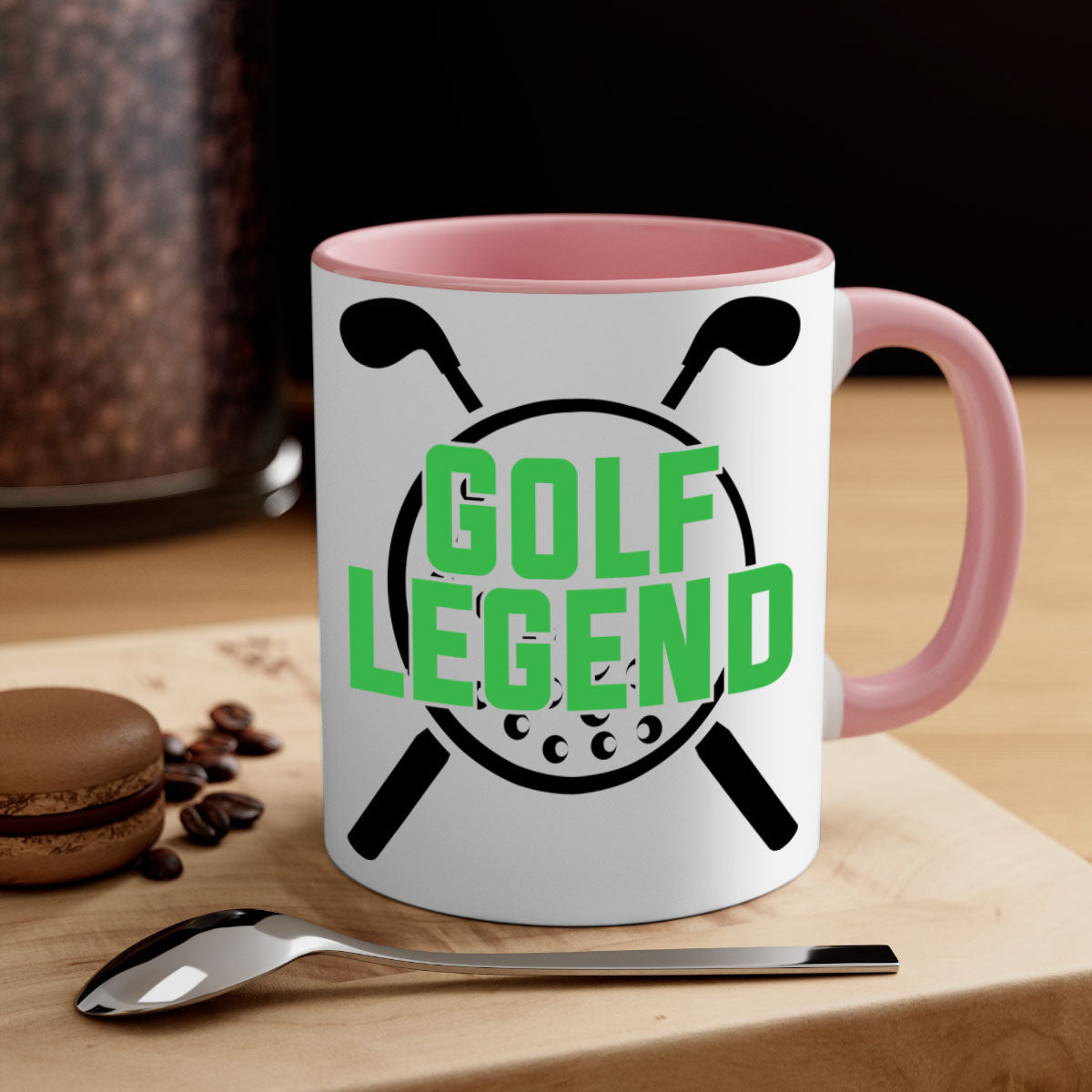 Golf Legend 1213# Mug featuring a glossy finish, colored handle, and interior, available in multiple colors.