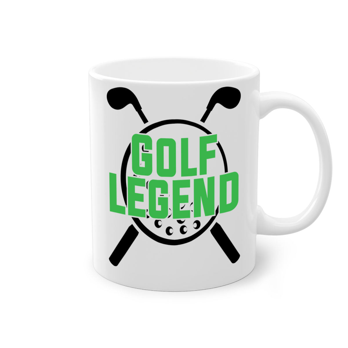 Golf Legend 1213# Mug featuring a glossy finish, colored handle, and interior, available in multiple colors.