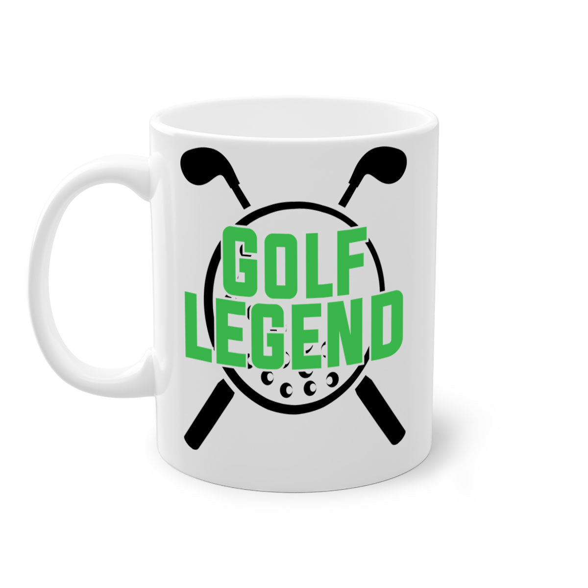 Golf Legend 1213# Mug featuring a glossy finish, colored handle, and interior, available in multiple colors.