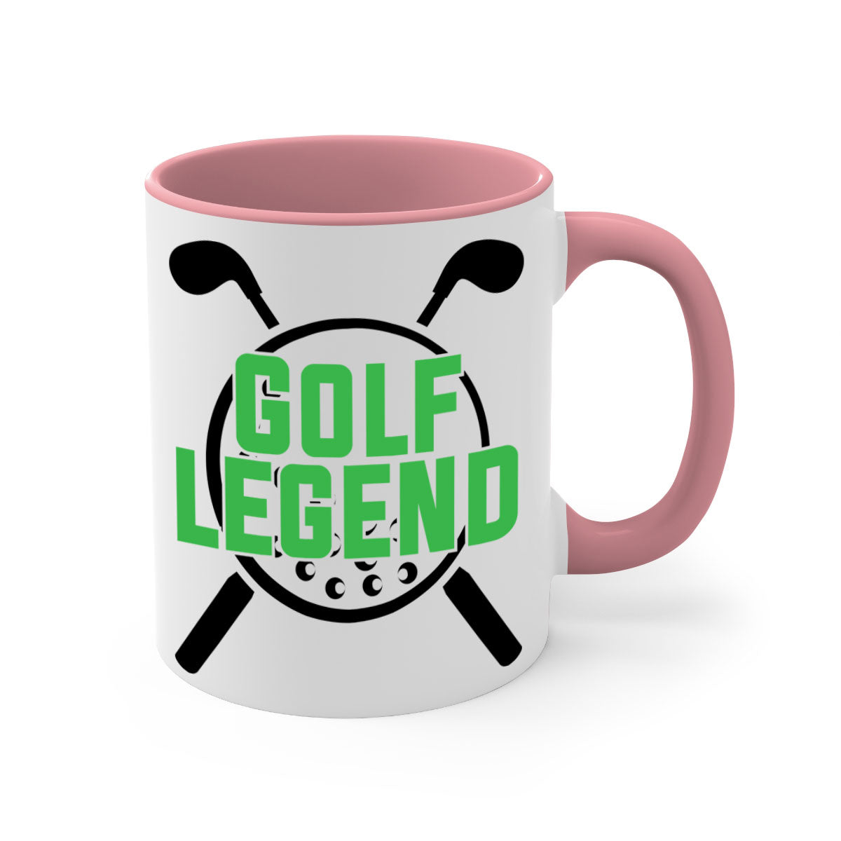 Golf Legend 1213# Mug featuring a glossy finish, colored handle, and interior, available in multiple colors.