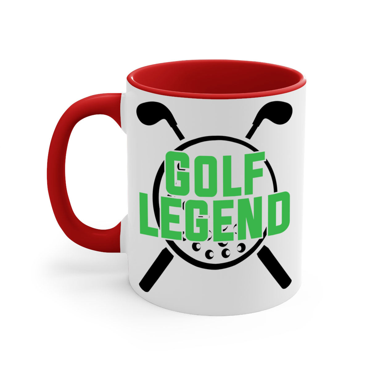 Golf Legend 1213# Mug featuring a glossy finish, colored handle, and interior, available in multiple colors.