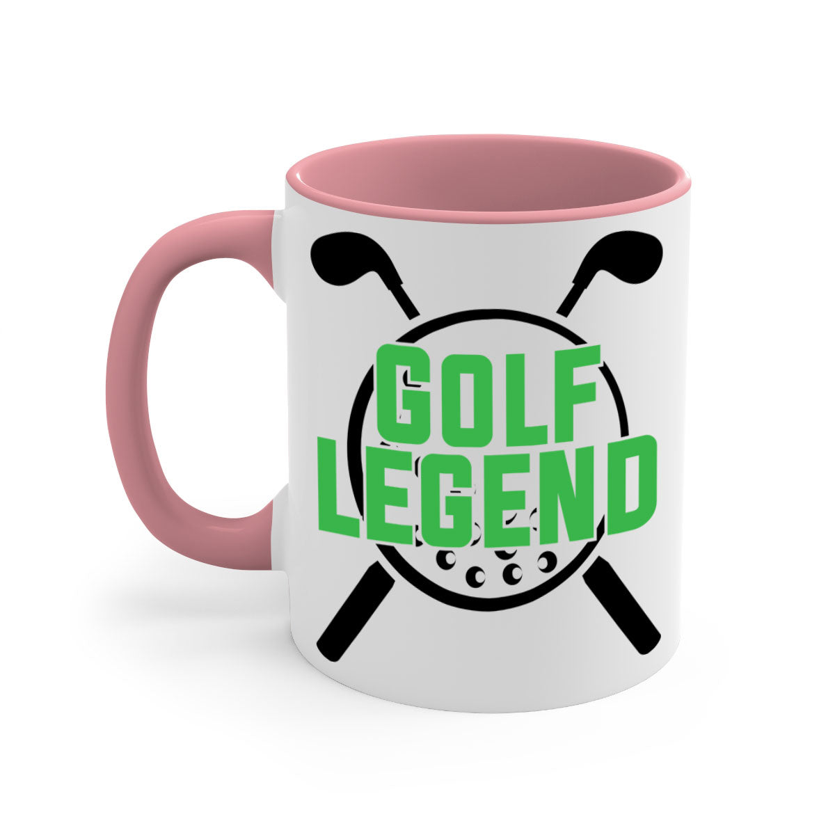 Golf Legend 1213# Mug featuring a glossy finish, colored handle, and interior, available in multiple colors.