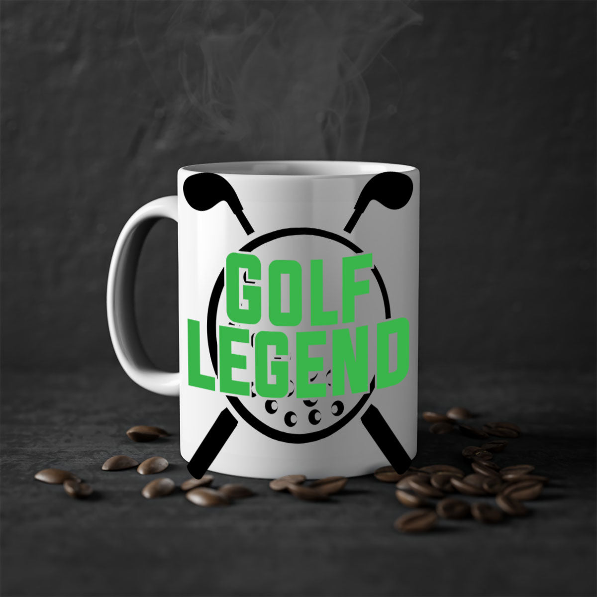 Golf Legend 1213# Mug featuring a glossy finish, colored handle, and interior, available in multiple colors.