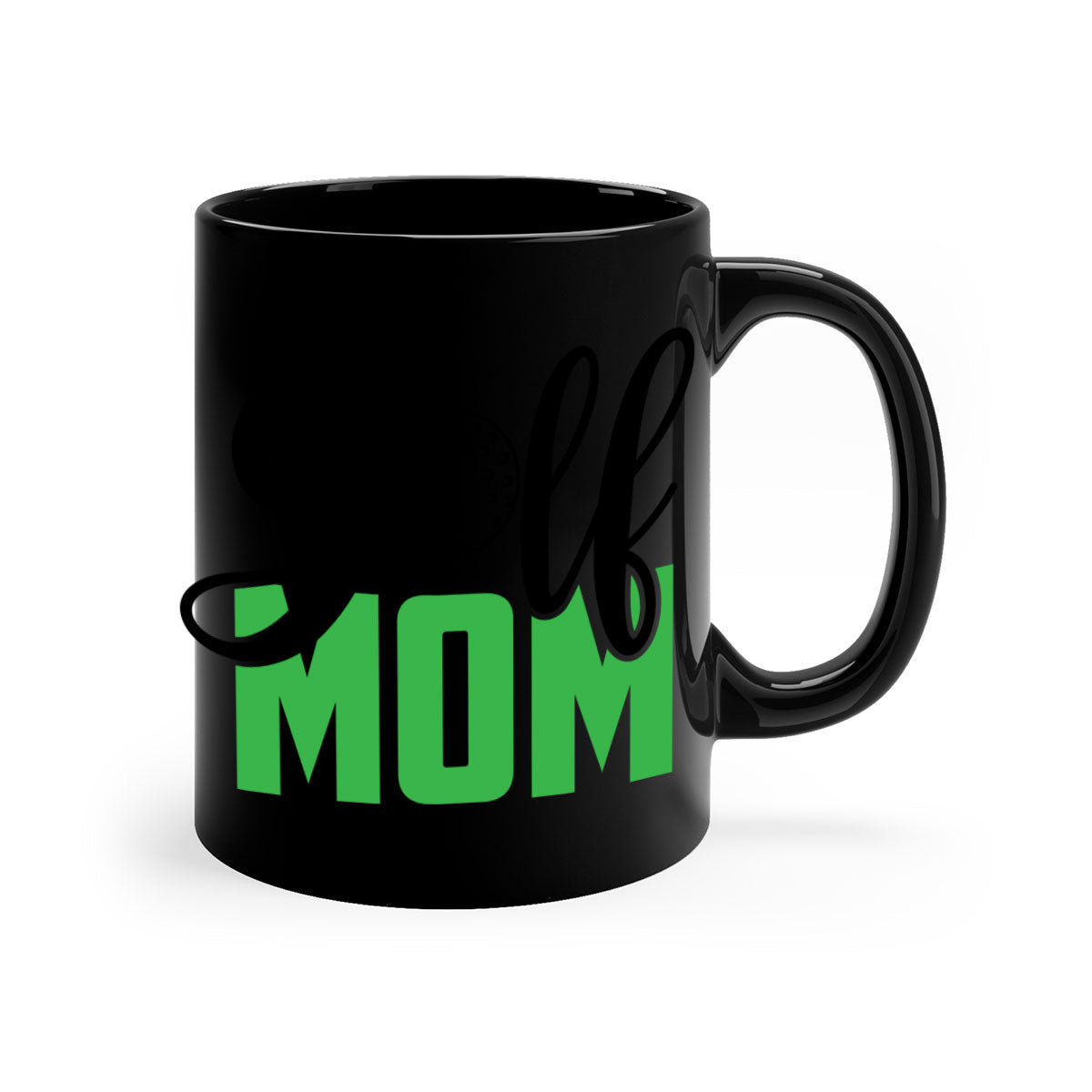 Golf Mom 1209# Mug featuring a glossy finish with a colored handle and interior, available in five vibrant colors.