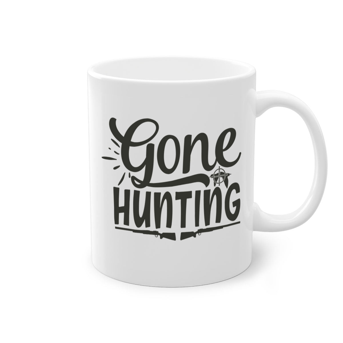Gone Hunting 13# Mug featuring a two-tone design with a colored handle and glossy finish, available in multiple colors and sizes.