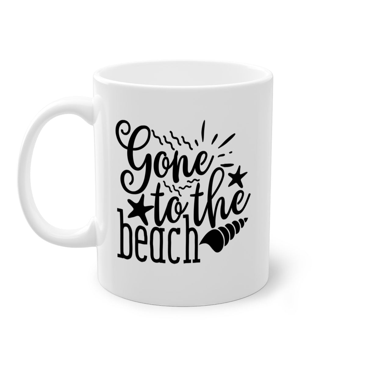 Gone to the beach Style 100# Mug featuring a glossy finish, colored handle, and interior, available in multiple colors and sizes.