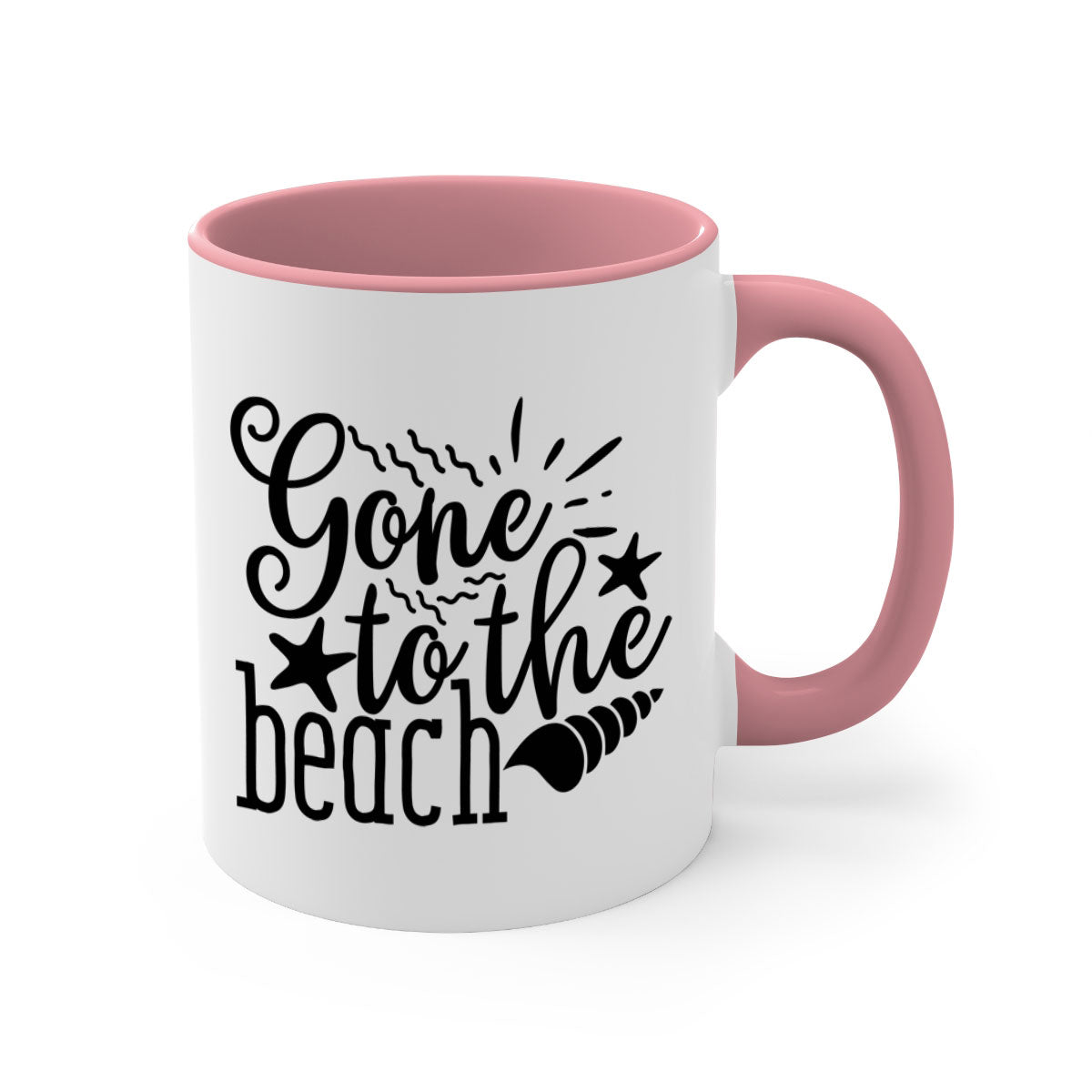 Gone to the beach Style 100# Mug featuring a glossy finish, colored handle, and interior, available in multiple colors and sizes.