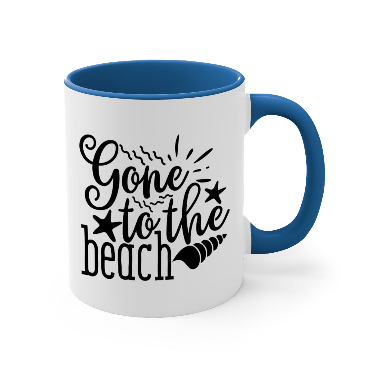 Gone to the beach Style 100# Mug featuring a glossy finish, colored handle, and interior, available in multiple colors and sizes.