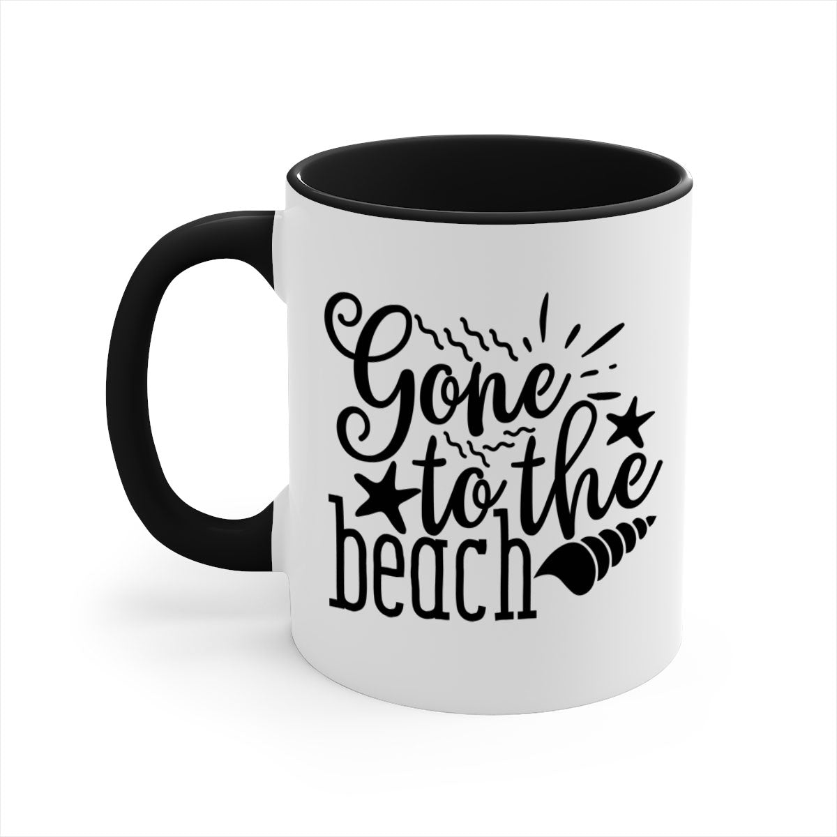 Gone to the beach Style 100# Mug featuring a glossy finish, colored handle, and interior, available in multiple colors and sizes.