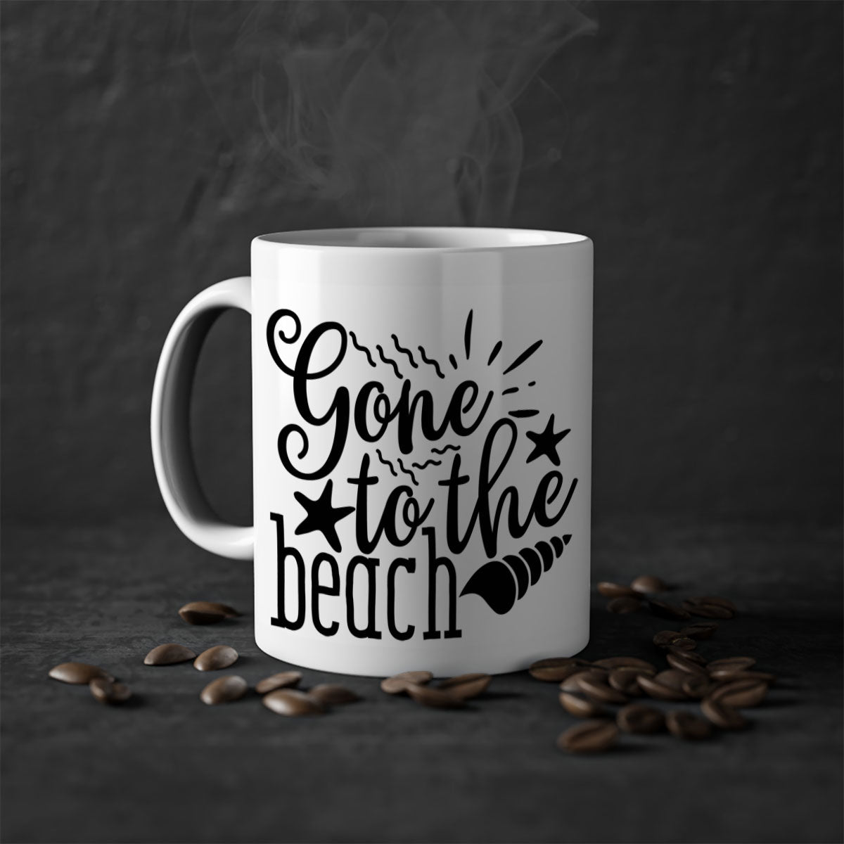 Gone to the beach Style 100# Mug featuring a glossy finish, colored handle, and interior, available in multiple colors and sizes.
