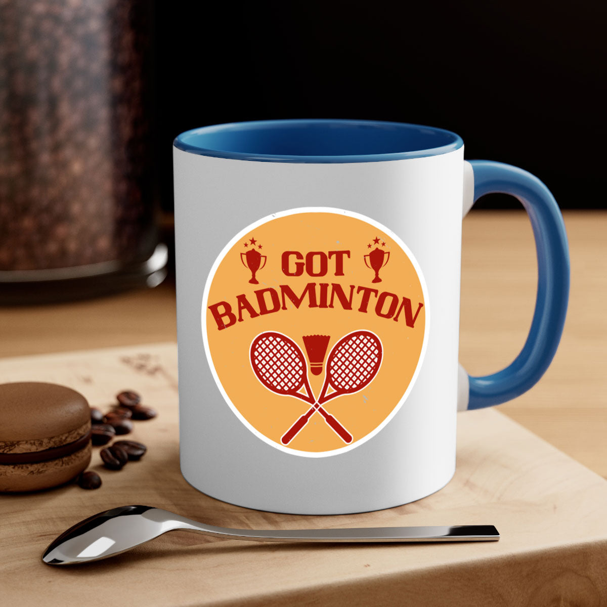 Got Badminton 2248# Mug featuring a glossy finish, colored handle, and interior, available in five vibrant colors.
