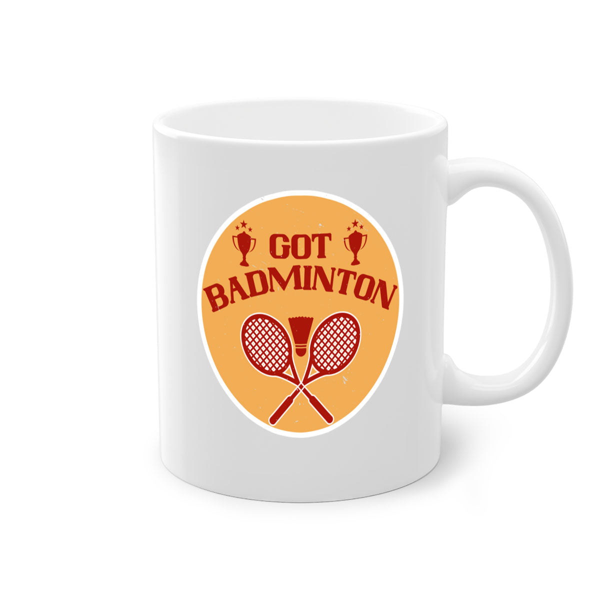 Got Badminton 2248# Mug featuring a glossy finish, colored handle, and interior, available in five vibrant colors.