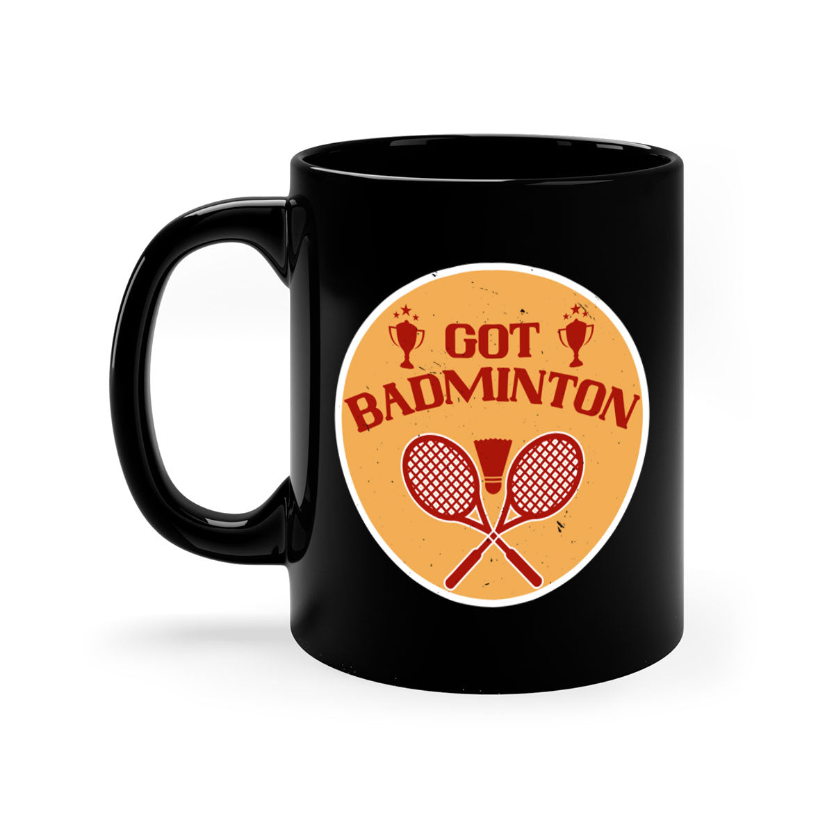 Got Badminton 2248# Mug featuring a glossy finish, colored handle, and interior, available in five vibrant colors.