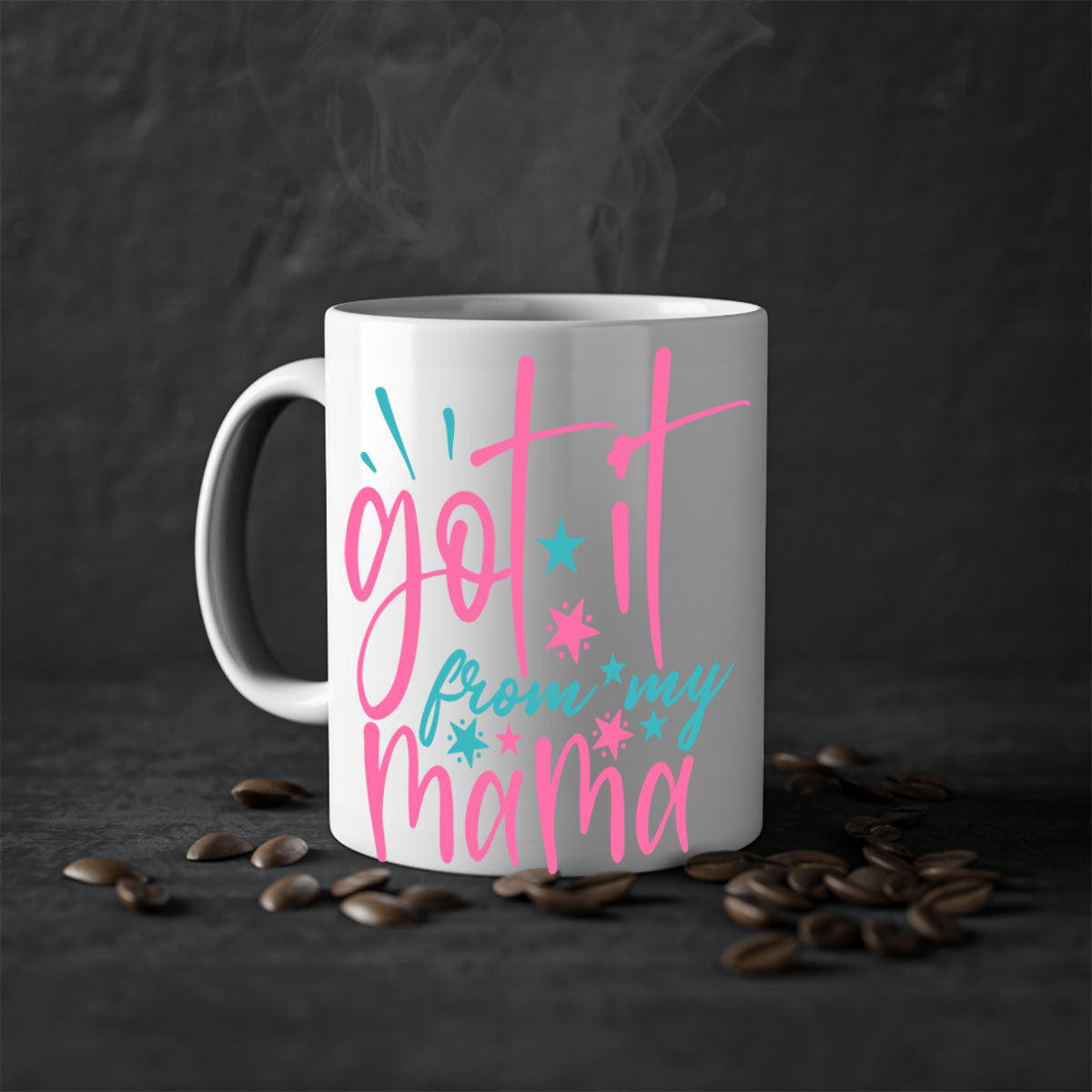 Got It From My Mama 343# Mug featuring a two-tone design with a colored handle and glossy finish, available in multiple colors.