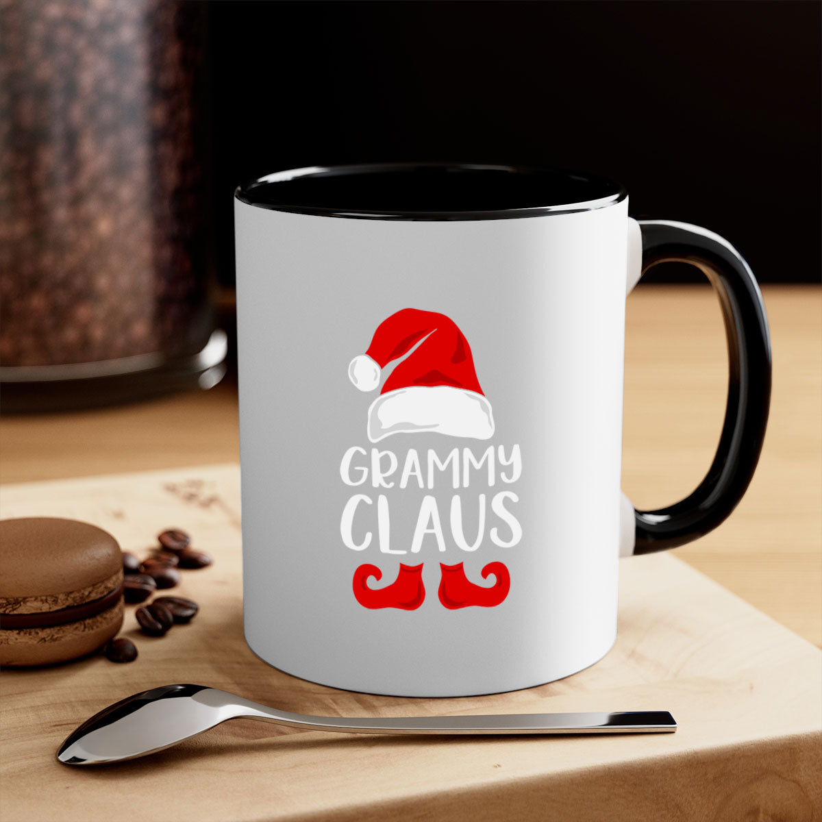 Grammyclaus style 7# Christmas Mug featuring a glossy finish, colored handle, and interior, available in multiple colors and sizes.
