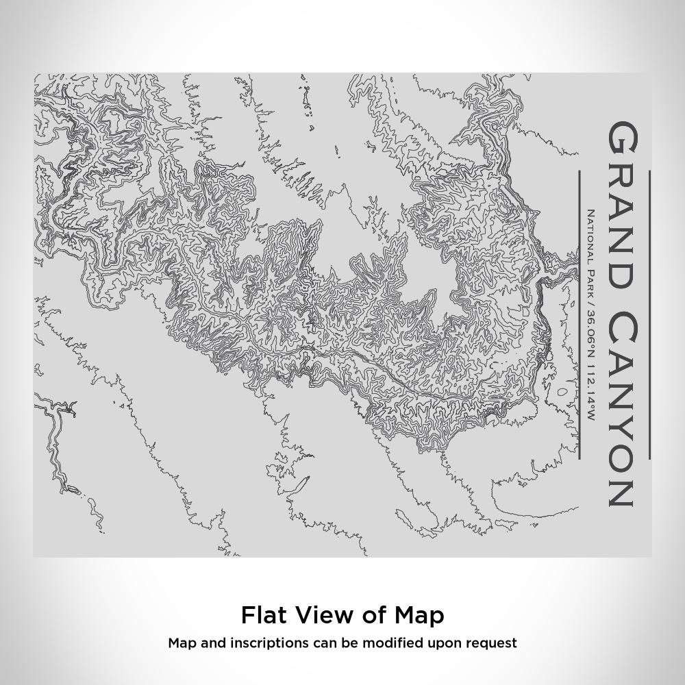 Custom engraved stainless steel bottle featuring a Grand Canyon map and bamboo top, ideal for outdoor adventures.