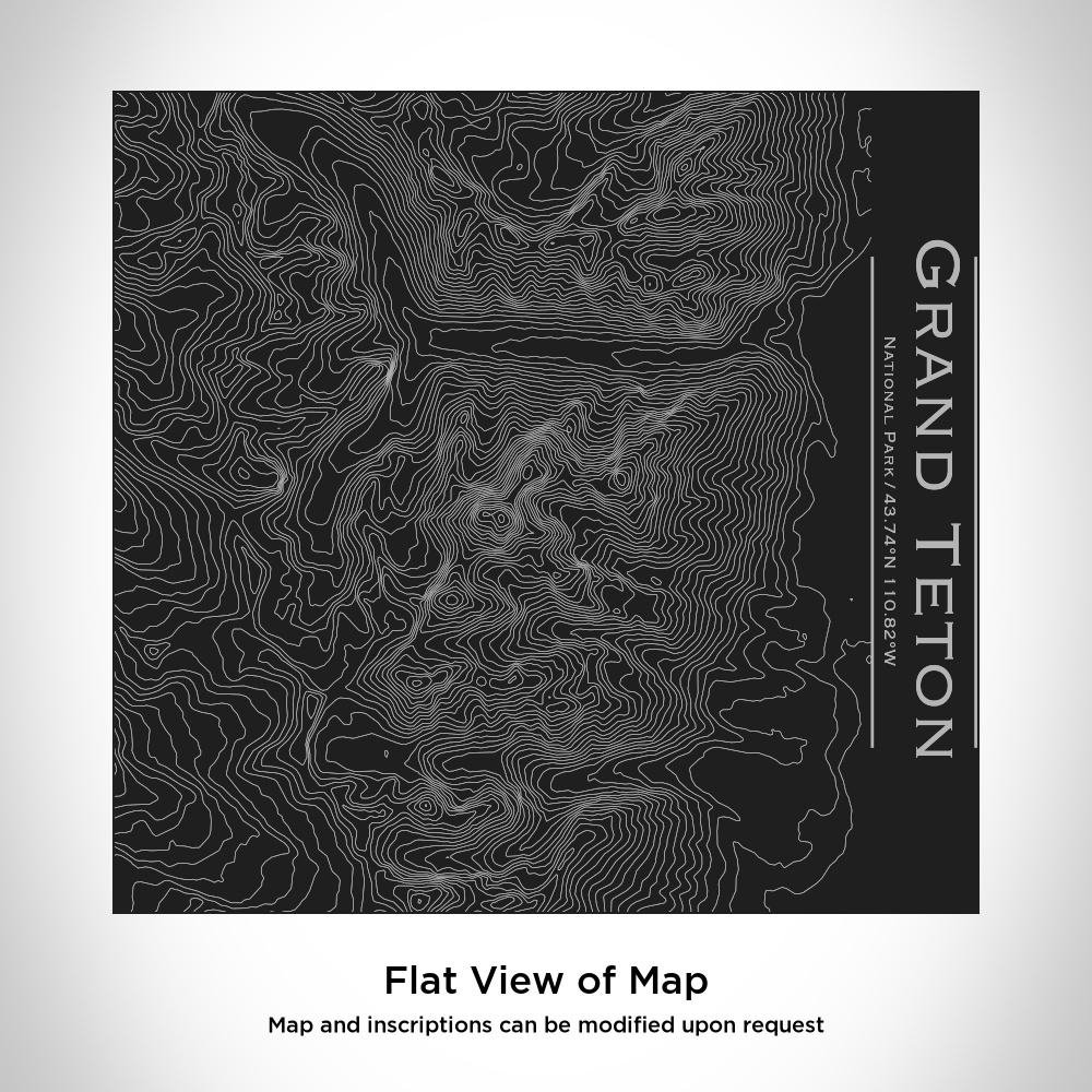 Custom engraved matte black tumbler featuring a map of Grand Teton National Park, perfect for coffee lovers.