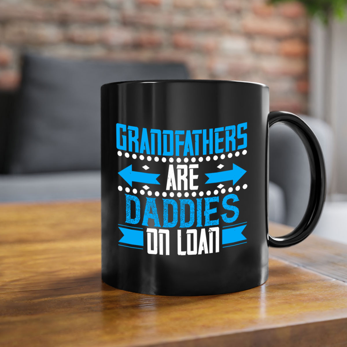 Two-tone Grandfathers are daddies on loan mug with colored handle and glossy finish, available in multiple colors.