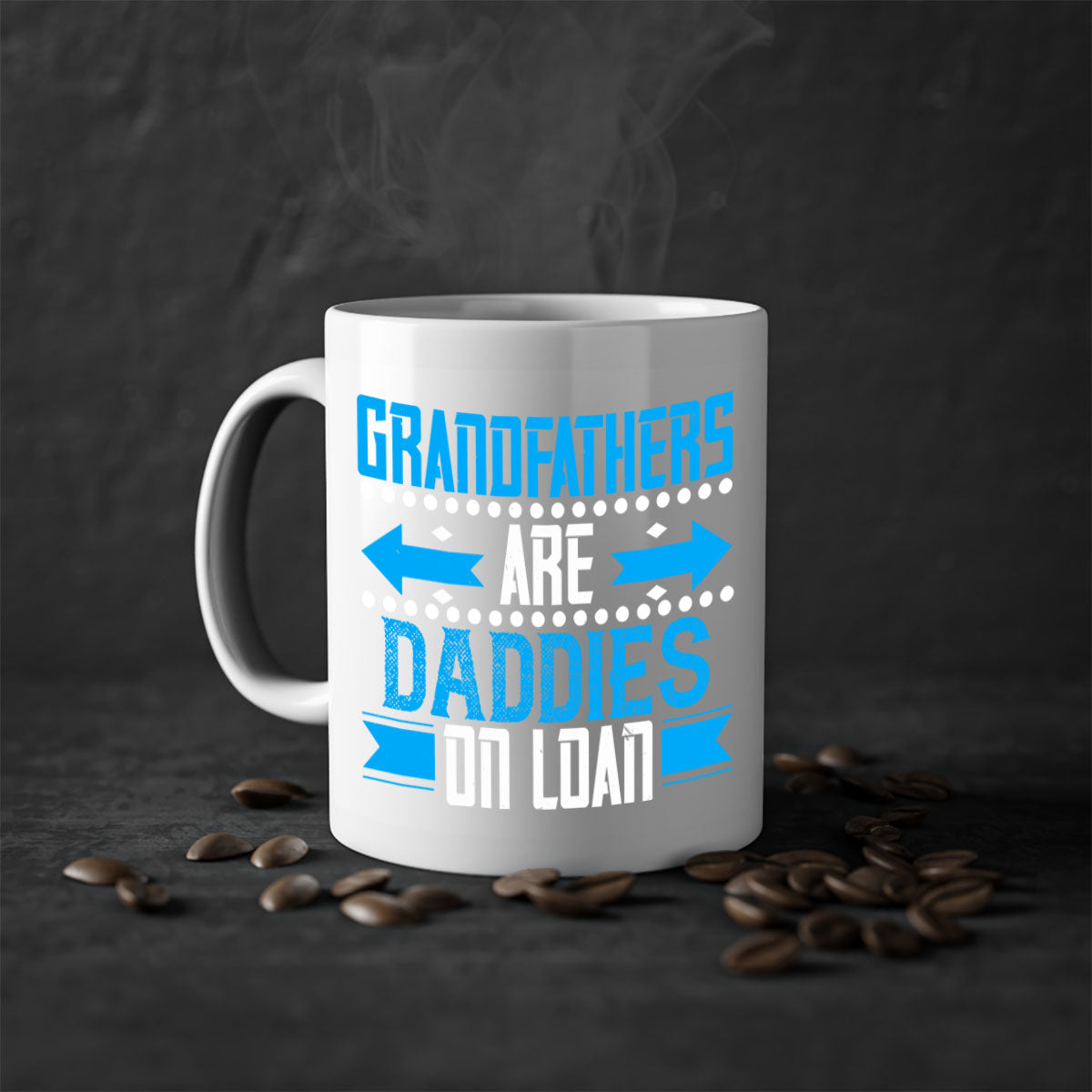 Two-tone Grandfathers are daddies on loan mug with colored handle and glossy finish, available in multiple colors.