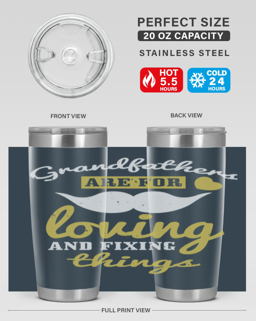 A stylish 20oz and 30oz stainless steel tumbler with 'Grandfathers Are For' printed design, perfect for Father's Day gifts.