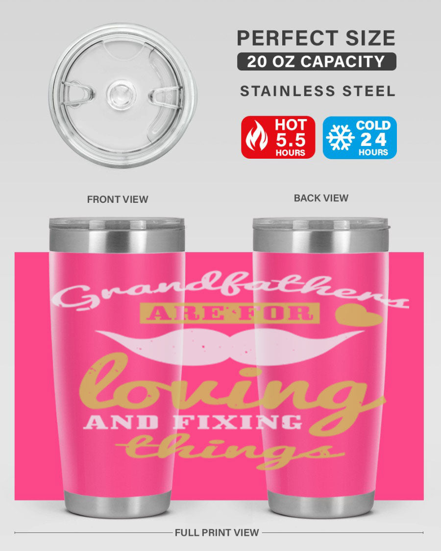 A stylish 20oz and 30oz stainless steel tumbler with 'Grandfathers Are For' printed design, perfect for Father's Day gifts.