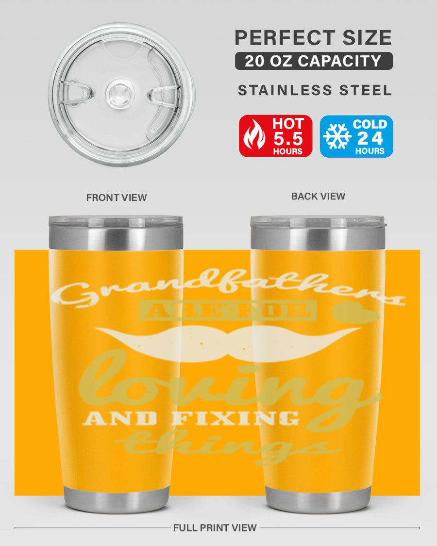 A stylish 20oz and 30oz stainless steel tumbler with 'Grandfathers Are For' printed design, perfect for Father's Day gifts.