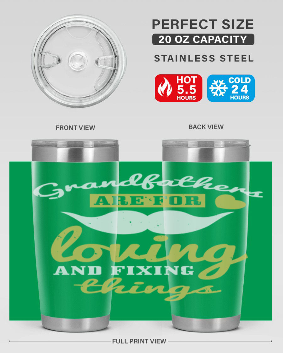 A stylish 20oz and 30oz stainless steel tumbler with 'Grandfathers Are For' printed design, perfect for Father's Day gifts.