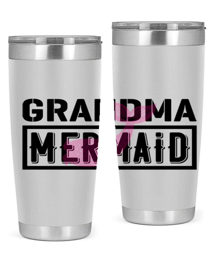 Grandma Mermaid 203# Tumbler, a stylish 20oz stainless steel drinkware with a charming mermaid design, perfect for hot and cold beverages.