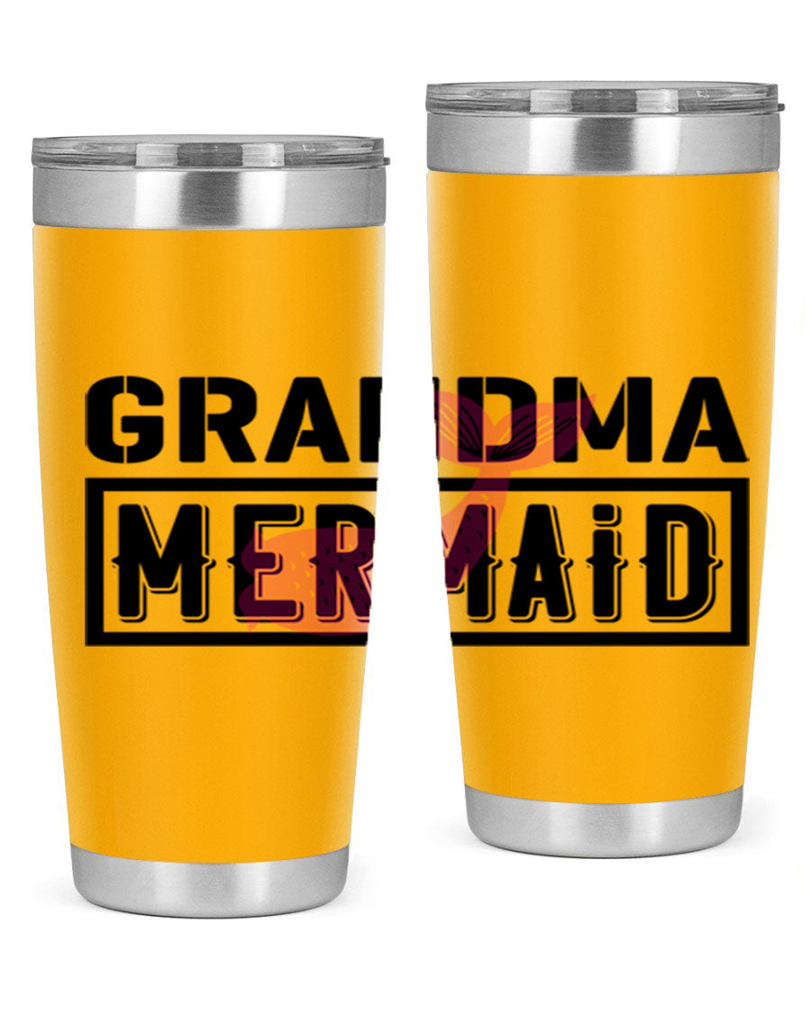 Grandma Mermaid 203# Tumbler, a stylish 20oz stainless steel drinkware with a charming mermaid design, perfect for hot and cold beverages.