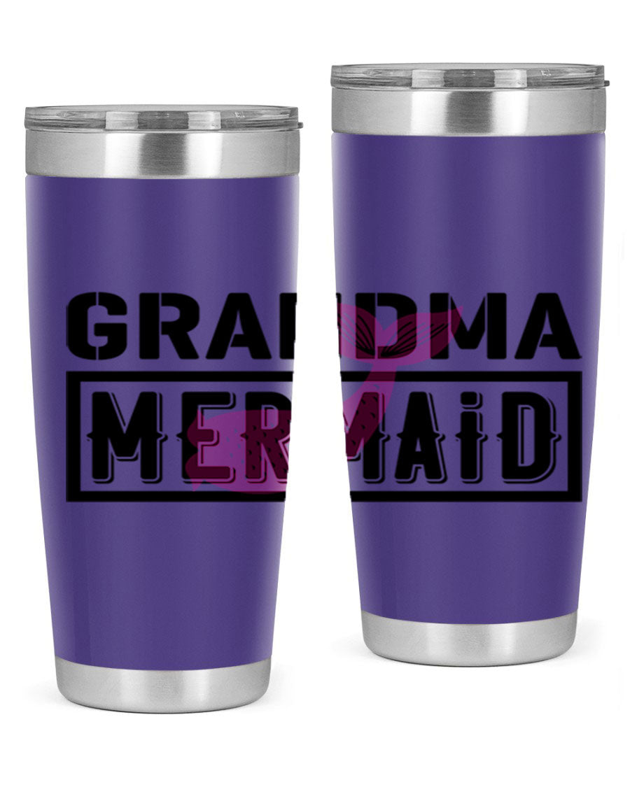 Grandma Mermaid 203# Tumbler, a stylish 20oz stainless steel drinkware with a charming mermaid design, perfect for hot and cold beverages.