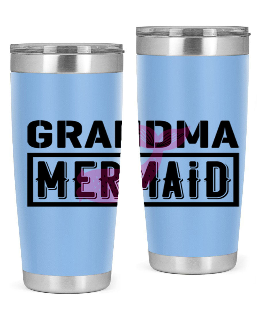Grandma Mermaid 203# Tumbler, a stylish 20oz stainless steel drinkware with a charming mermaid design, perfect for hot and cold beverages.