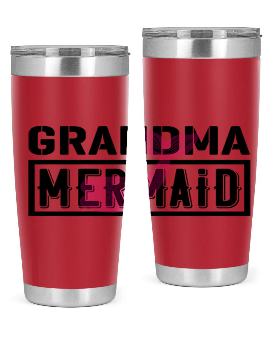 Grandma Mermaid 203# Tumbler, a stylish 20oz stainless steel drinkware with a charming mermaid design, perfect for hot and cold beverages.