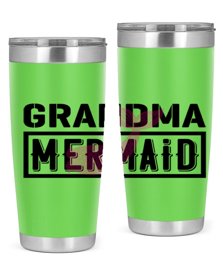 Grandma Mermaid 203# Tumbler, a stylish 20oz stainless steel drinkware with a charming mermaid design, perfect for hot and cold beverages.