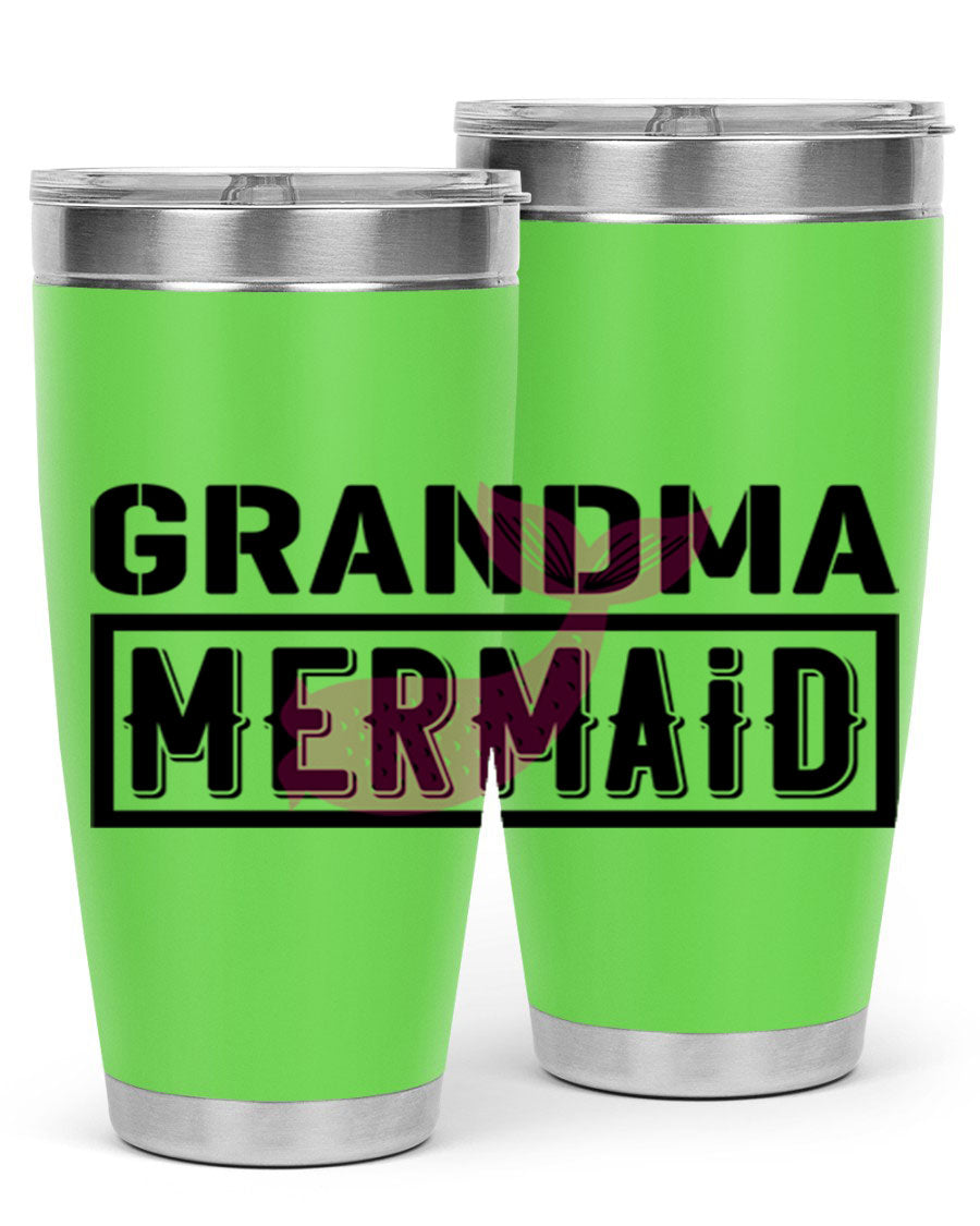 Grandma Mermaid 203# Tumbler, a stylish 20oz stainless steel drinkware with a charming mermaid design, perfect for hot and cold beverages.